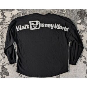 Disney Parks Walt Disney World Spirit Jersey‎ Long Sleeve Black T-Shirt Size L